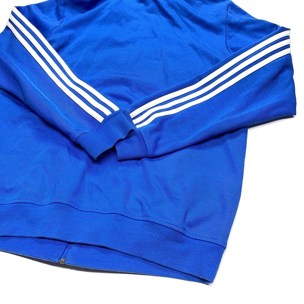 Vintage Y2K Adidas Blue White Stripes Full Zip Size Large Track Jacket Clean - Picture 8 of 11
